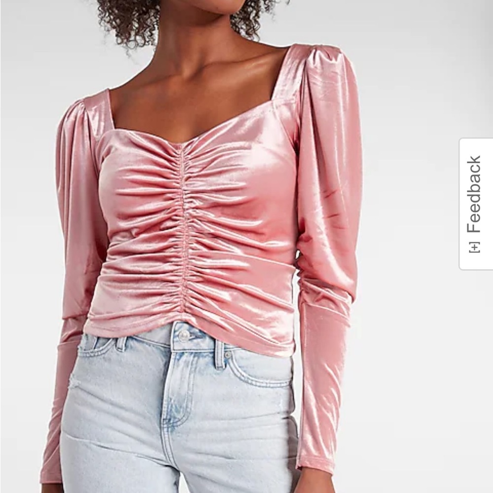 NWT Express Pink Velvet Long Sleeve Blouse